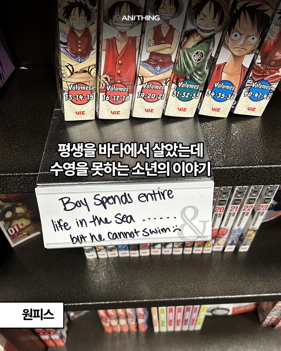 미국 만화방의 일본만화 한 줄 소개.