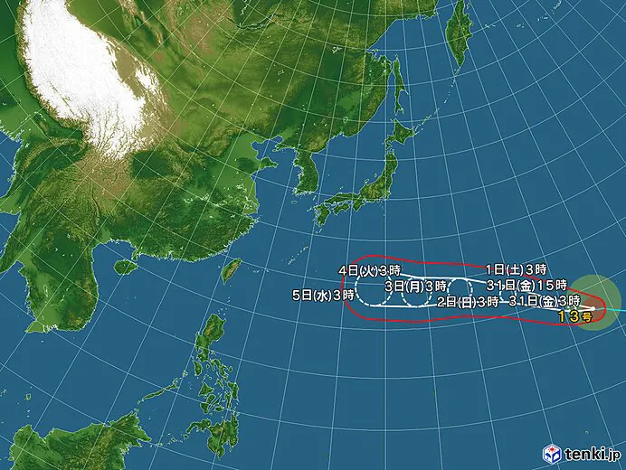 7월 31일자 13호 태풍 돌핀 예상 경로 근황