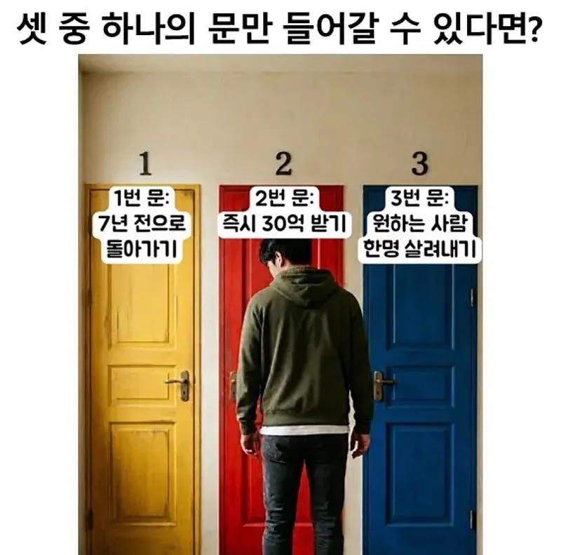 셋중 하나의 문만 들어갈 수 있다면?