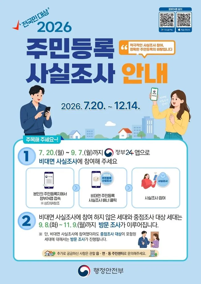 오늘(9/7) 마감인 주민등록 비대면 사실조사