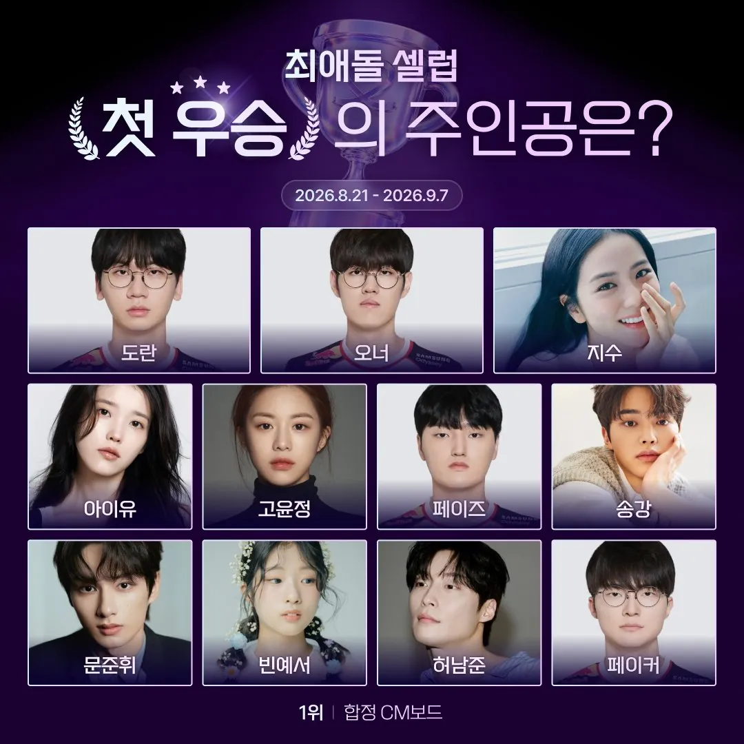 최애돌 셀럽 최종 1위 차지한 T1 도란