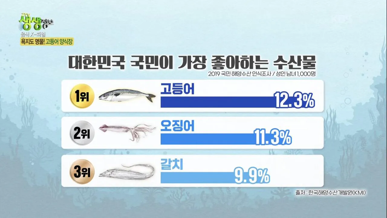 대한민국 국민이 가장 좋아하는 수산물