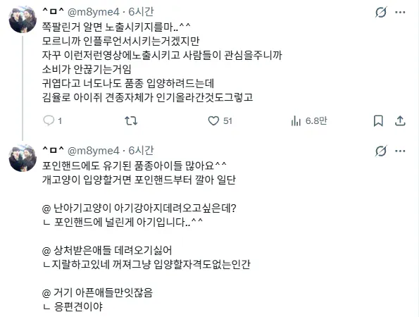 유튜버 우정잉과 킹율 채널에 대한 품종견 및 컨텐츠화 논란
