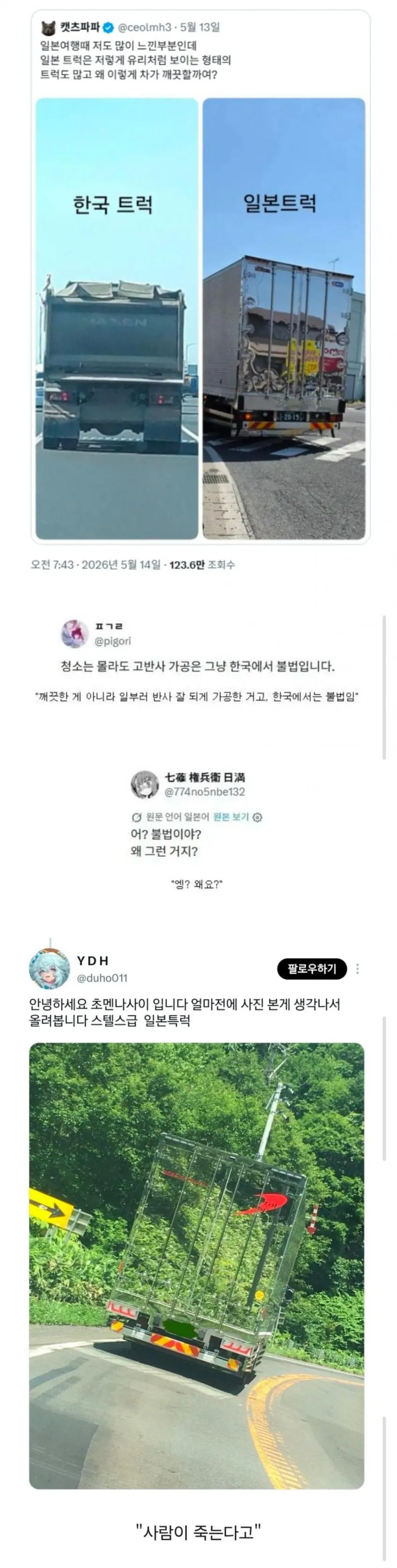 일본 트럭의 고반사 가공....