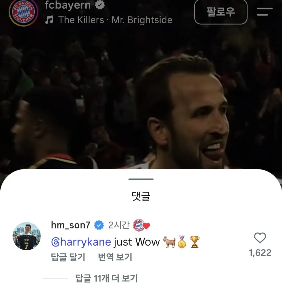 뮌헨 계정 댓글창 지배한 손흥민의 한마디